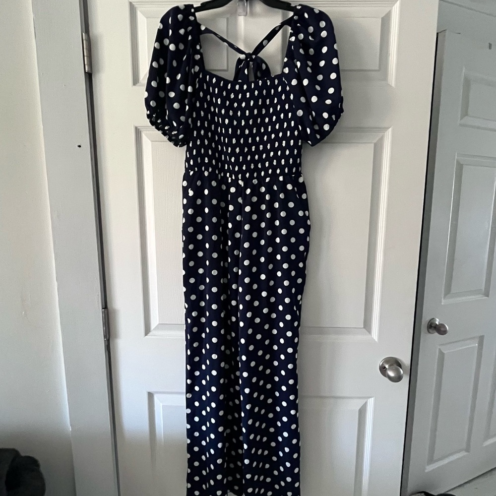 Navy Polka Dot Jumpsuit